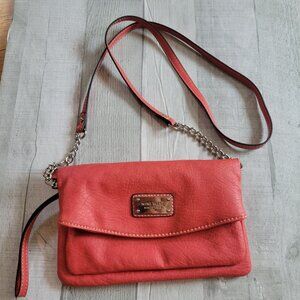 Nine West Coral Faux Leather Crossbody Purse With Chain Strap & Magnetic Closure